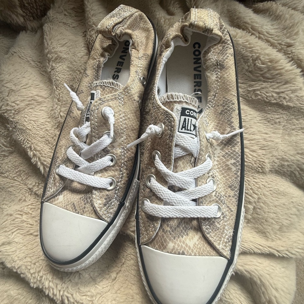 Converse Beige Snake Pattern Sneakers